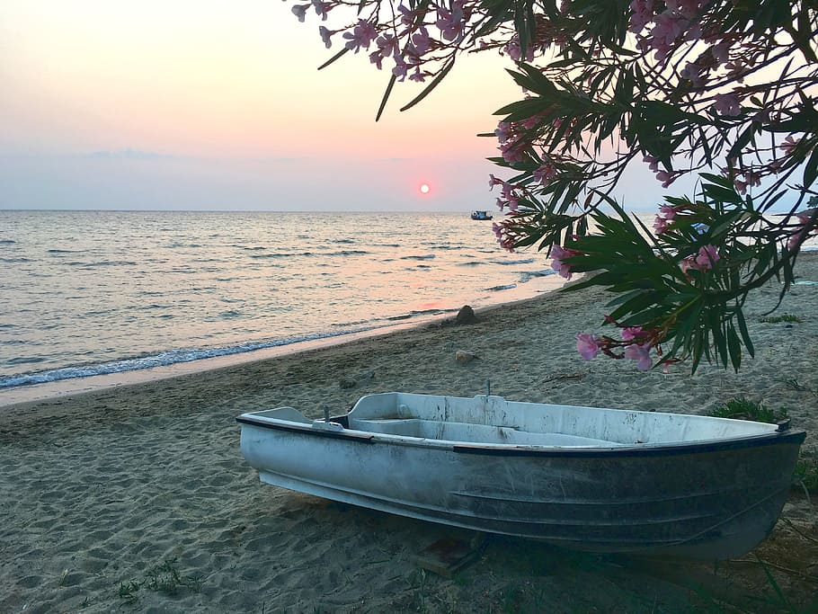 Beach, Sunset, Sea, Rest, abendstimmung, boats, nautical Vessel HD wallpaper