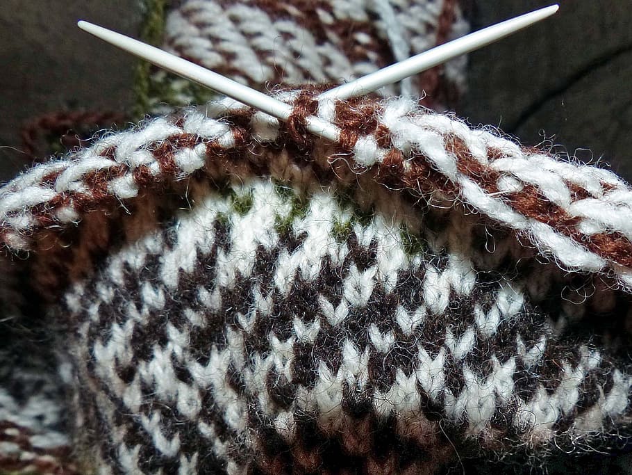 stick the cloth, hand work, knitting needles, pattern, wool HD wallpaper