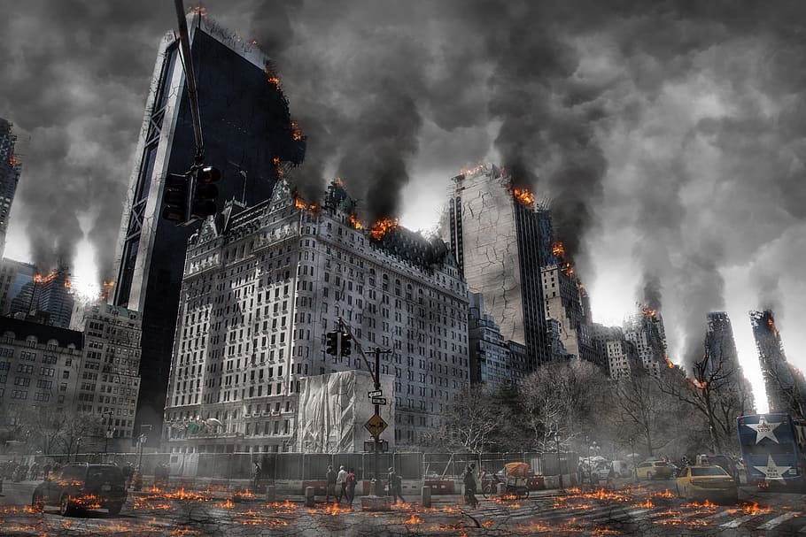 gray concrete buildings photo, apocalypse, war, armageddon, destruction