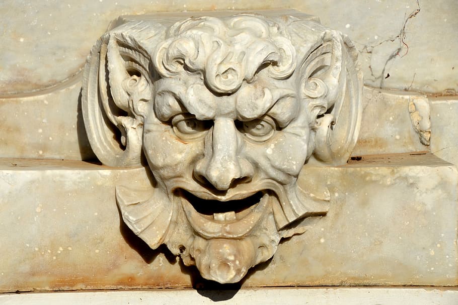 devil, stone, figure, mystical, art, sculpture, face, representation HD wallpaper