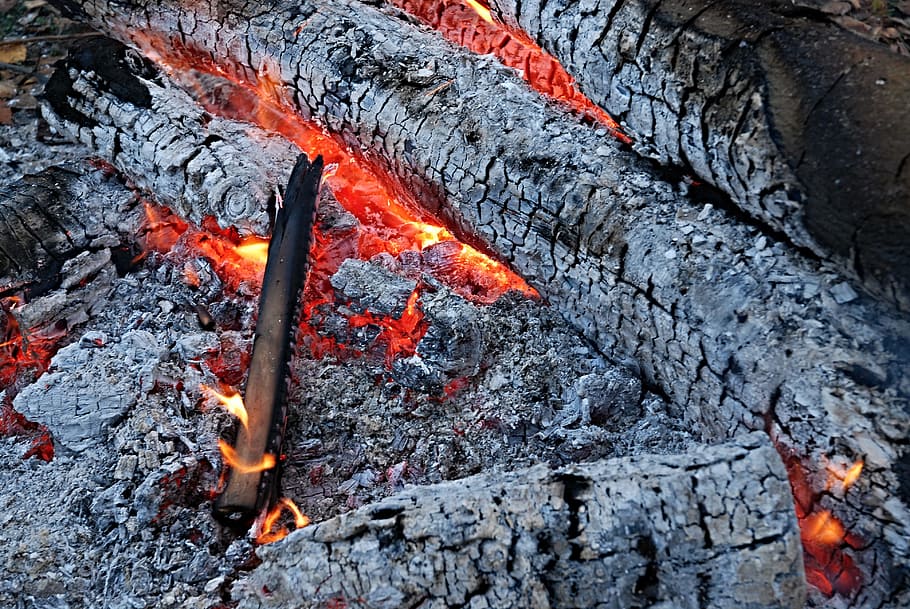 Fireplace, Ember, Glowing, Logs, glowing logs, flame, heat - temperature HD wallpaper