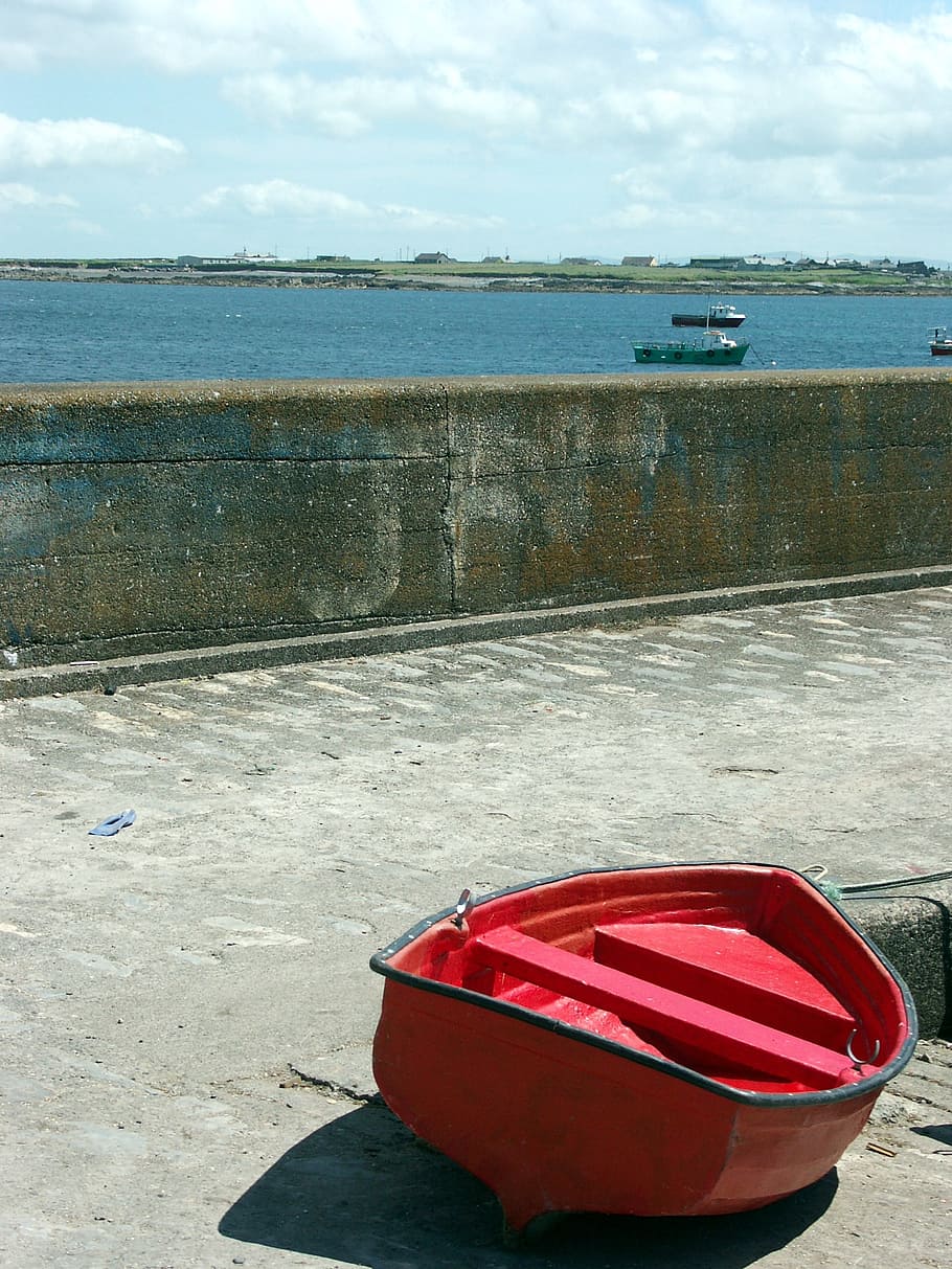 boot, red, sky, water, ireland, transportation, cloud - sky HD wallpaper