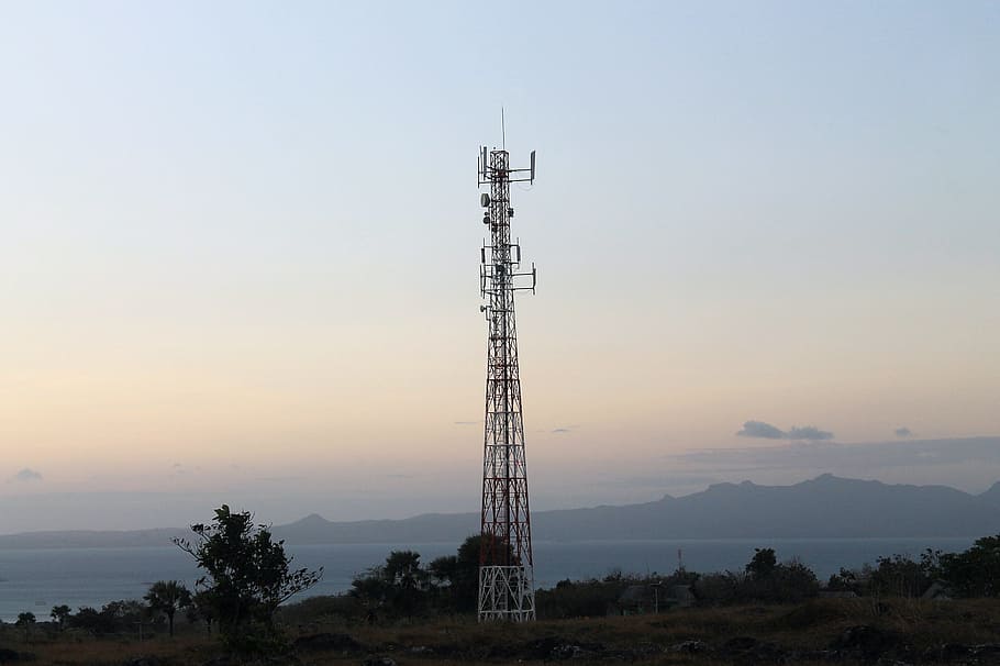 tower, twilight, sunset, images, transmitter, kupang east, indonesian HD wallpaper
