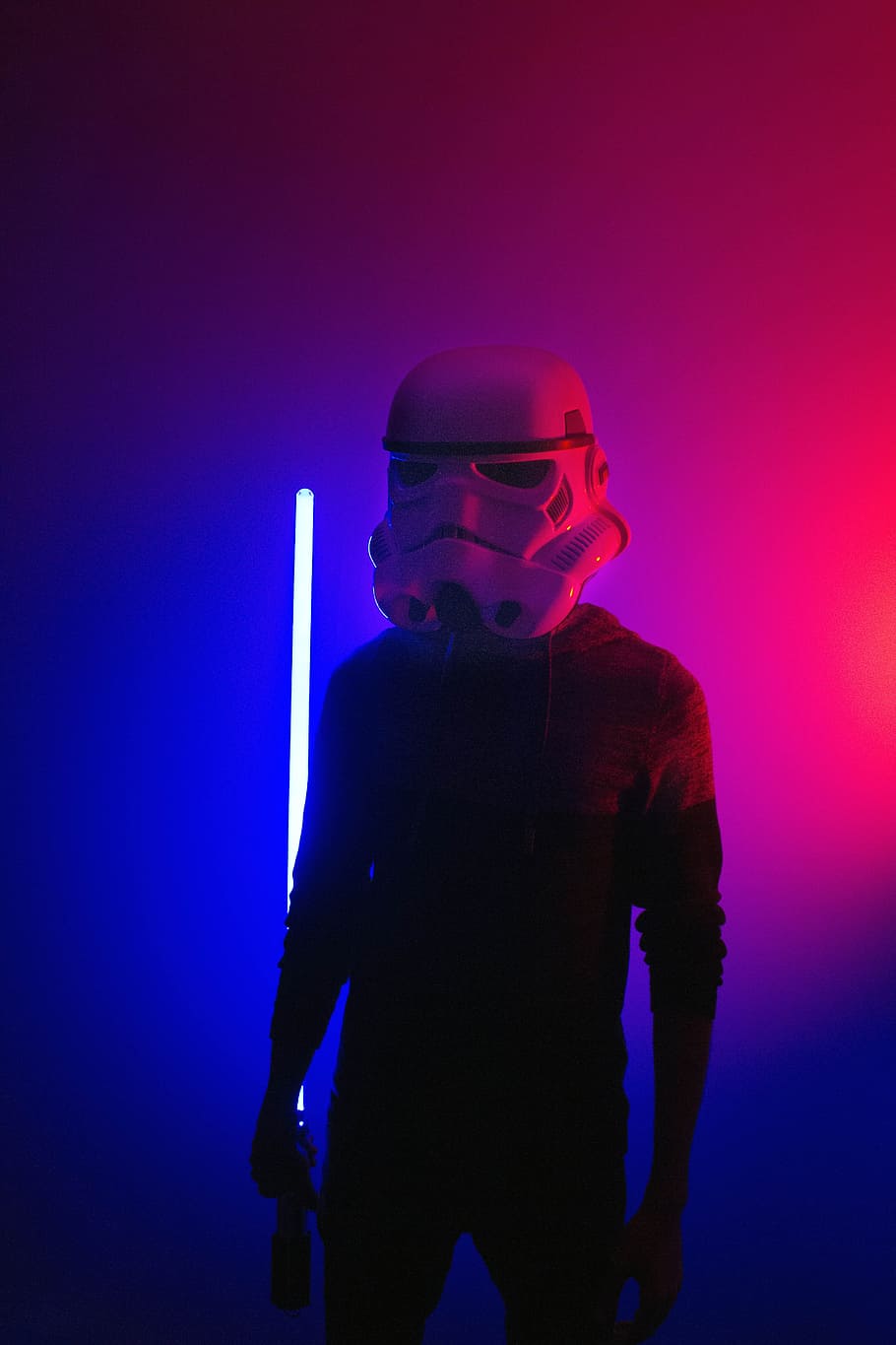 person wearing Star Wars Stormtropper helmet, male, model, male model, HD wallpaper