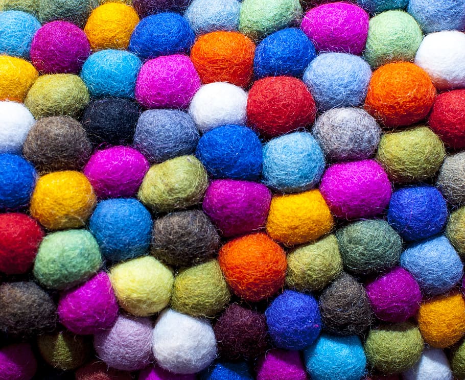 pile of assorted-colored ball cushions, colorful, texture, pattern HD wallpaper