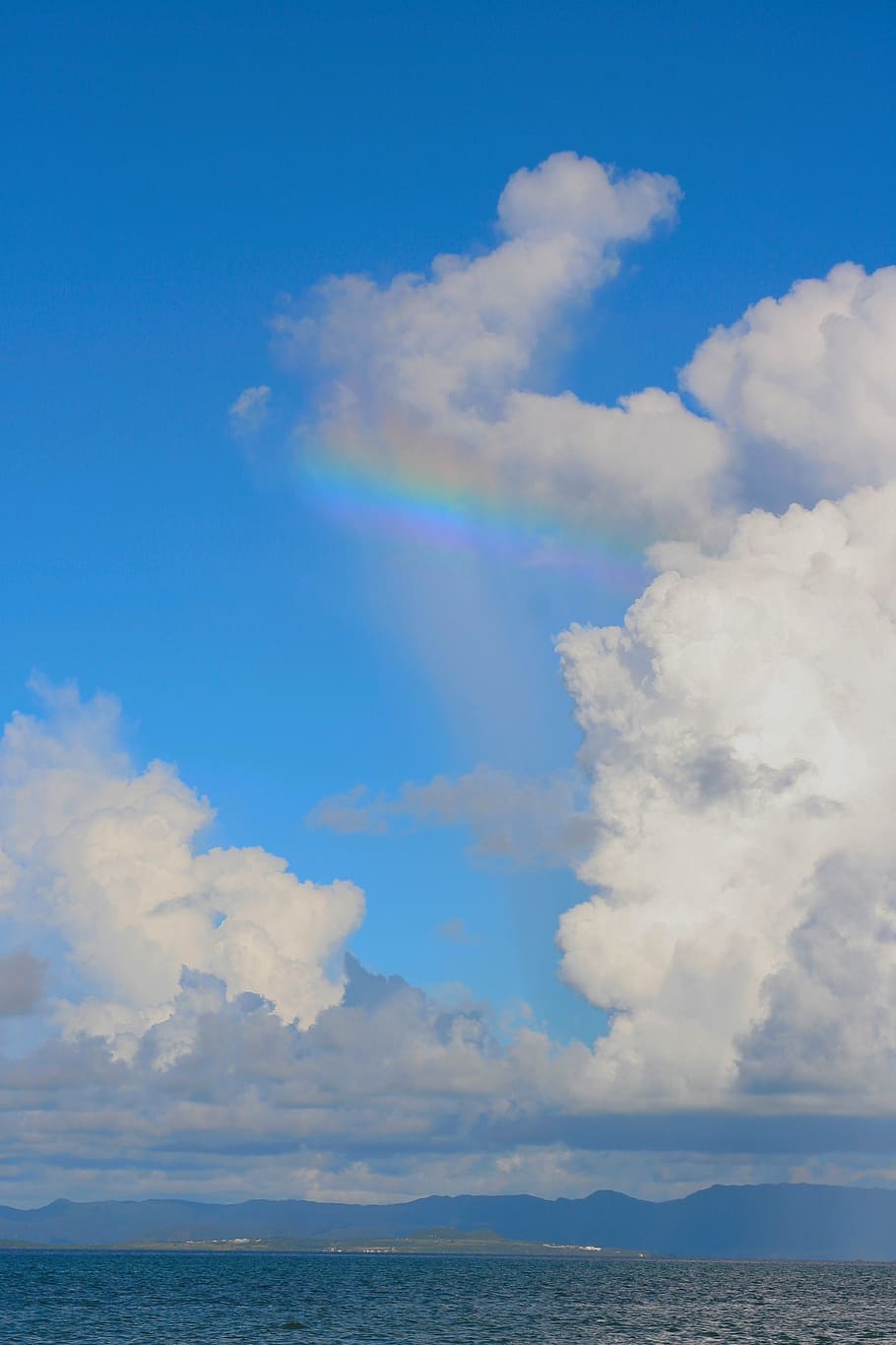 rainbow, cloud, sky blue, white, iriomote, sea, marine blue HD wallpaper