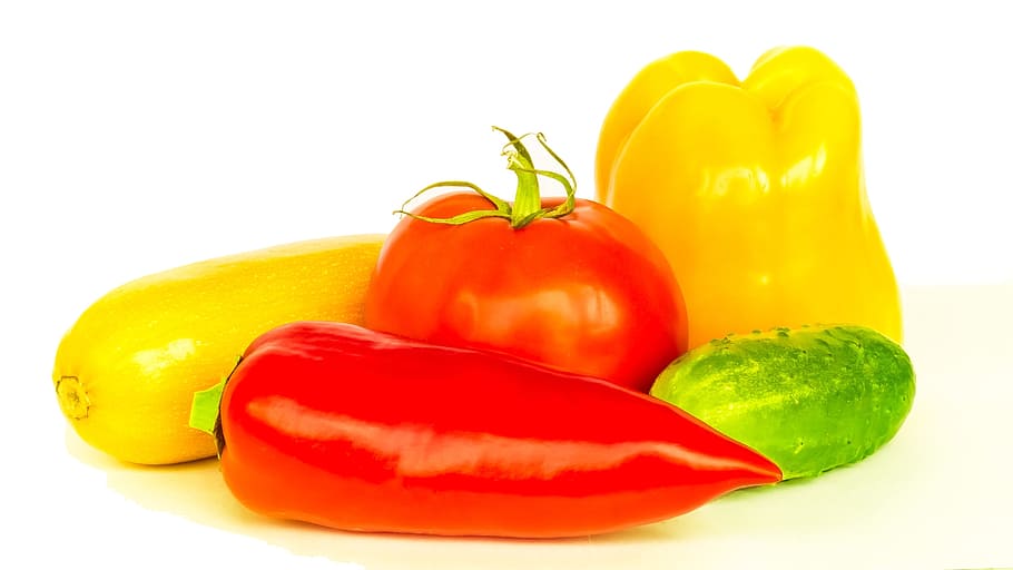 vegetables, tomato, pepper, cucumber, zucchini, harvest, food HD wallpaper