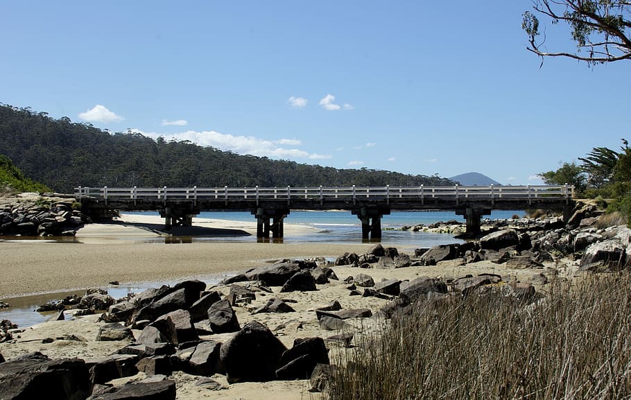 Bridge, Sand, Water, Beach, Scenic, nature, landscape, rural HD wallpaper