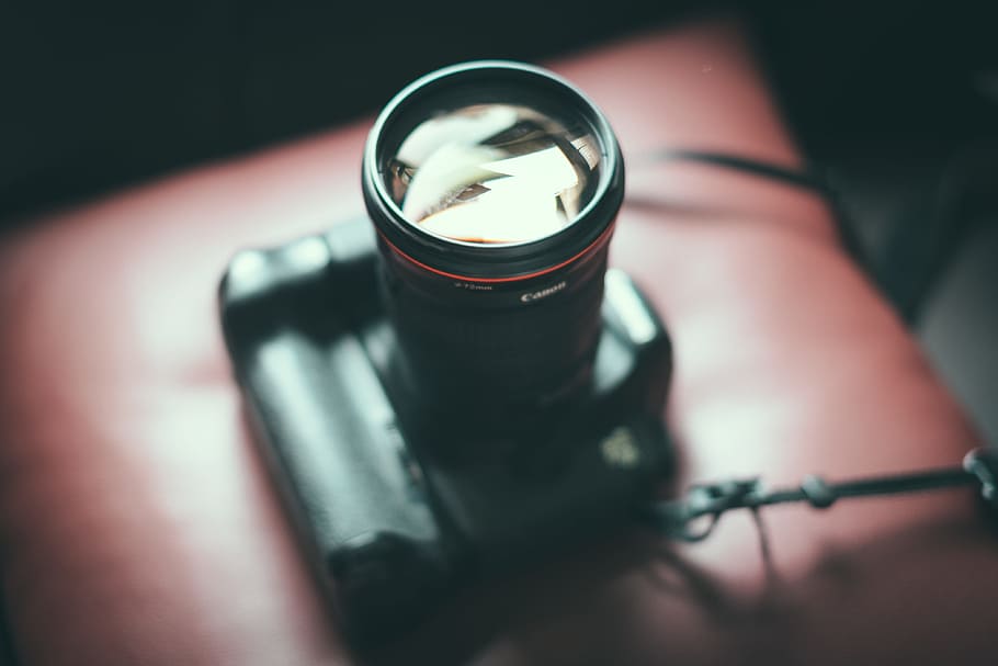 black camera in selective focus photography, grayscale photography of black DSLR camera HD wallpaper