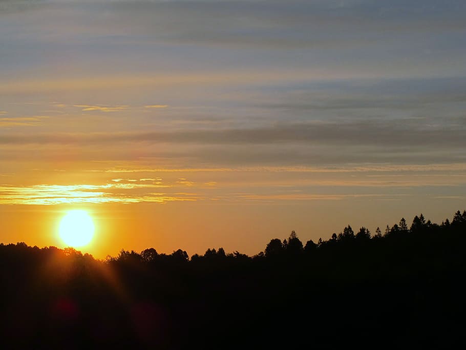 Sunset, Mood, afterglow, silhouette, nature, scenics, tranquil scene HD wallpaper