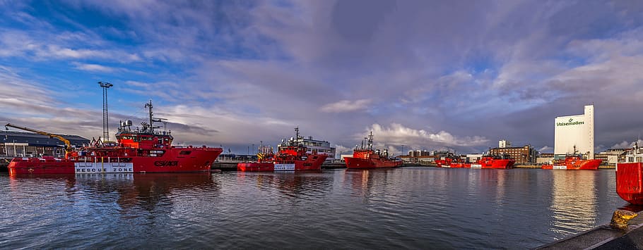 panoramic, esbjerg, harbor, transportation, nautical vessel HD wallpaper