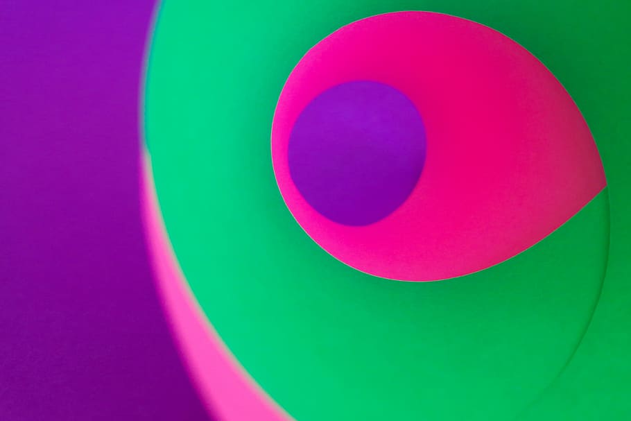 photograph of optical illusion, purple, pink, and green digital wallpaper HD wallpaper