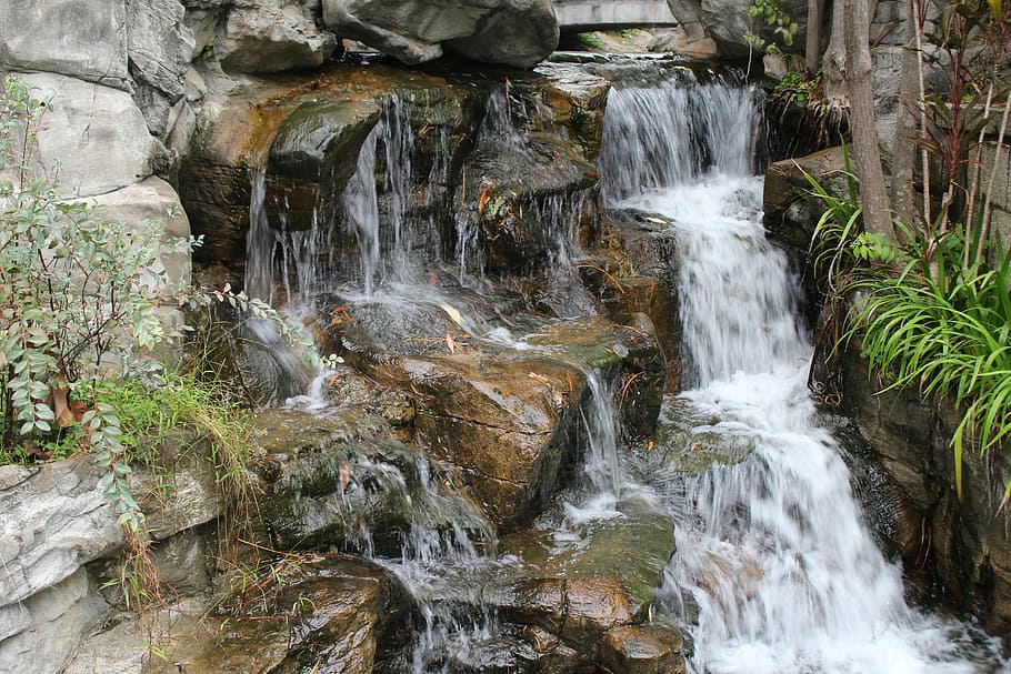 Running Water, Water, Park, Views, waterfall, nature, no people HD wallpaper