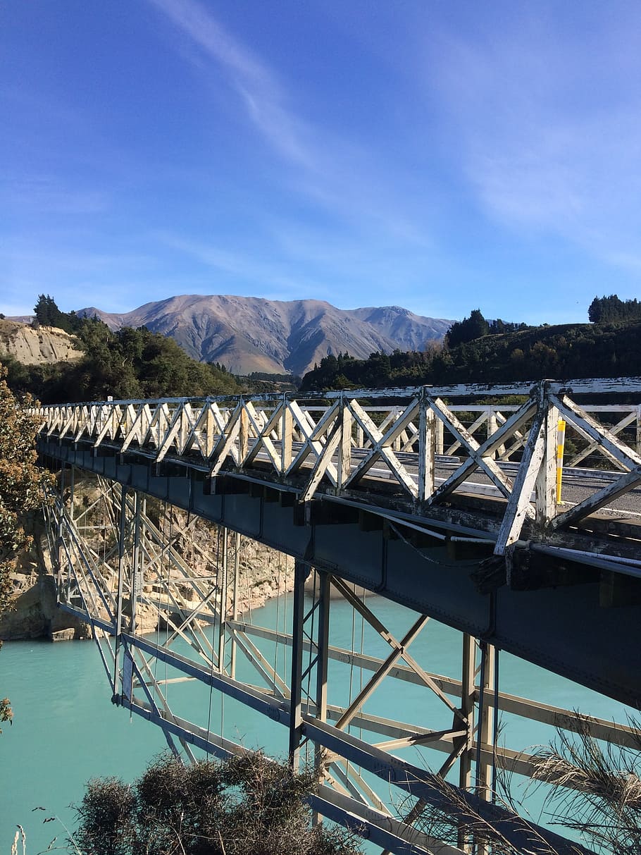 bridge, river, landscape, sky, mountain, built structure, architecture HD wallpaper