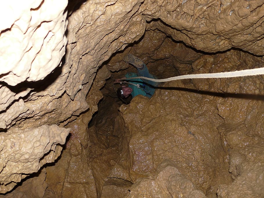 Cave, Tour, Abseil, Climb, Caving, cave tour, drain, climbing rope HD wallpaper