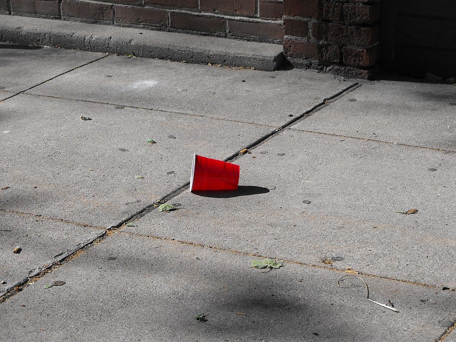 Red, Cup, City, Sidewalk, Street, urban, no people, industry HD wallpaper