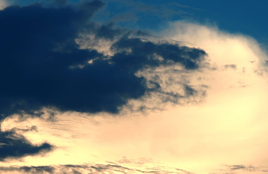 sky, sunset, clouds, dark, yellow-gold, glow, light, nature HD wallpaper