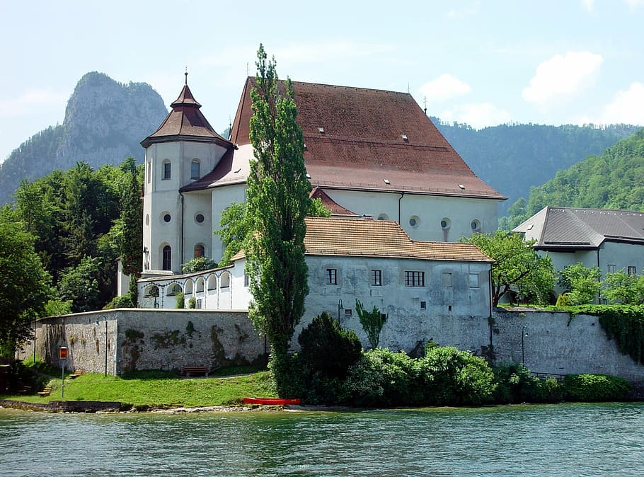 traunsee, traunkirchen, austria, landmark, architecture, built structure HD wallpaper