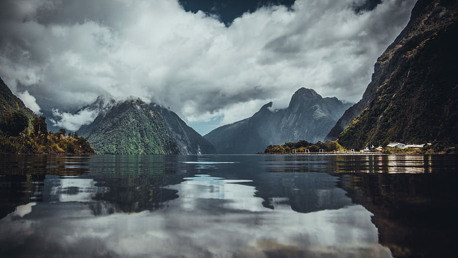 HD wallpaper: mountain near body of water, landscape photography, cloud ...