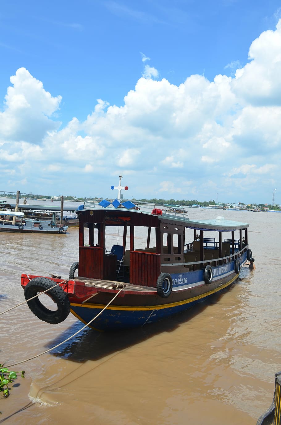 mekong, boat, river, travel, ferry, ship, vietnam, tropical, HD wallpaper