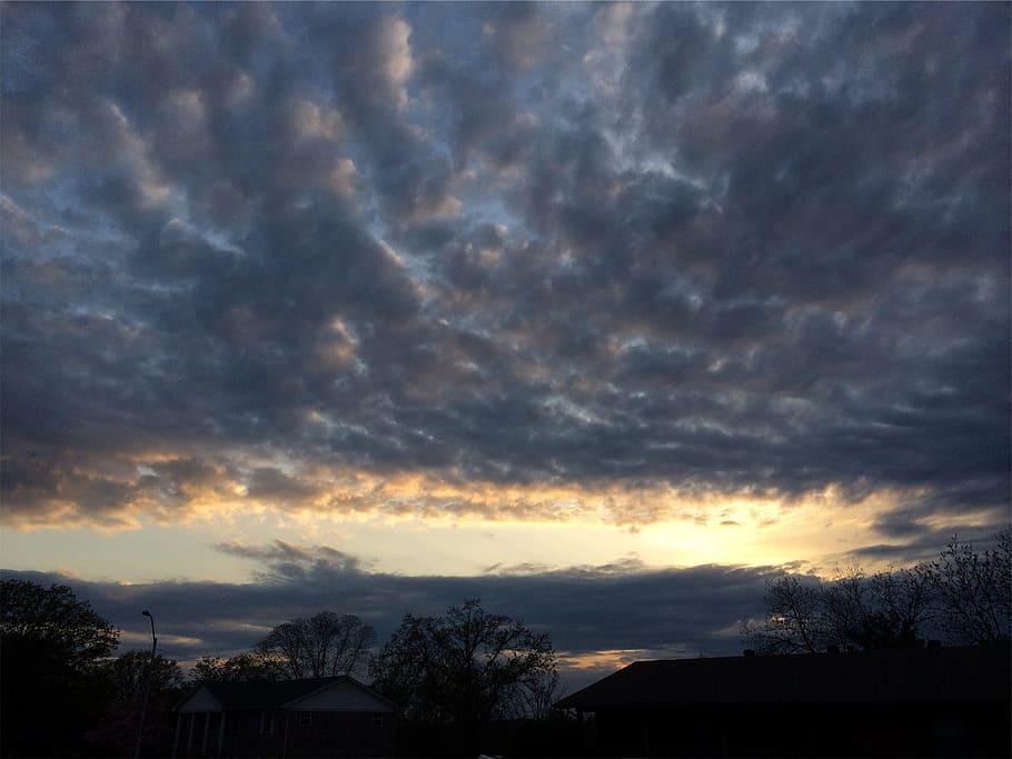 sunset, sky, clouds, cloudy, cloud - sky, architecture, building exterior HD wallpaper