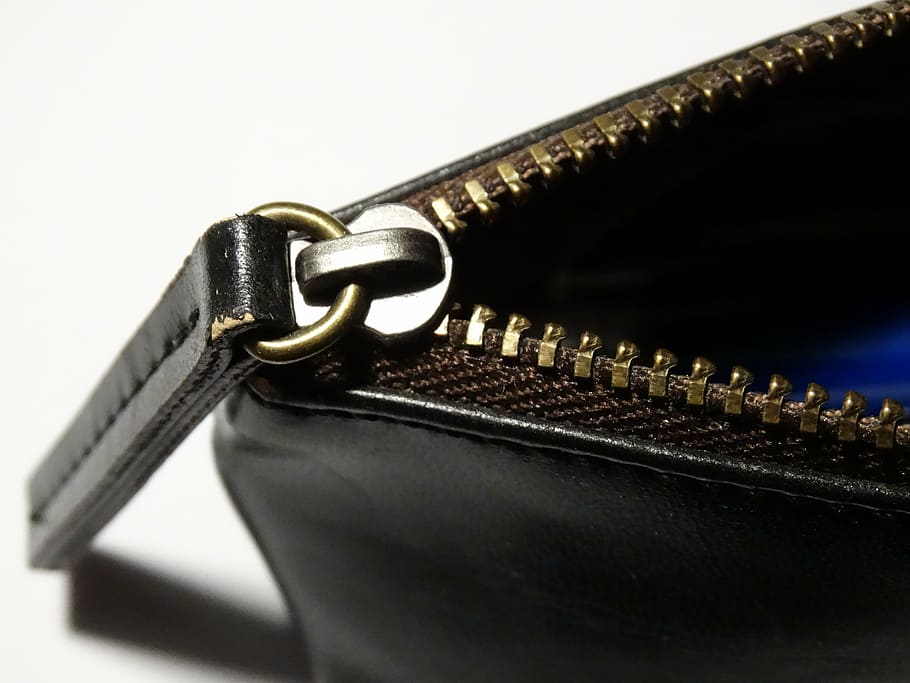 unzip black leather bag, case, zipper, tooth, connect, metal HD wallpaper