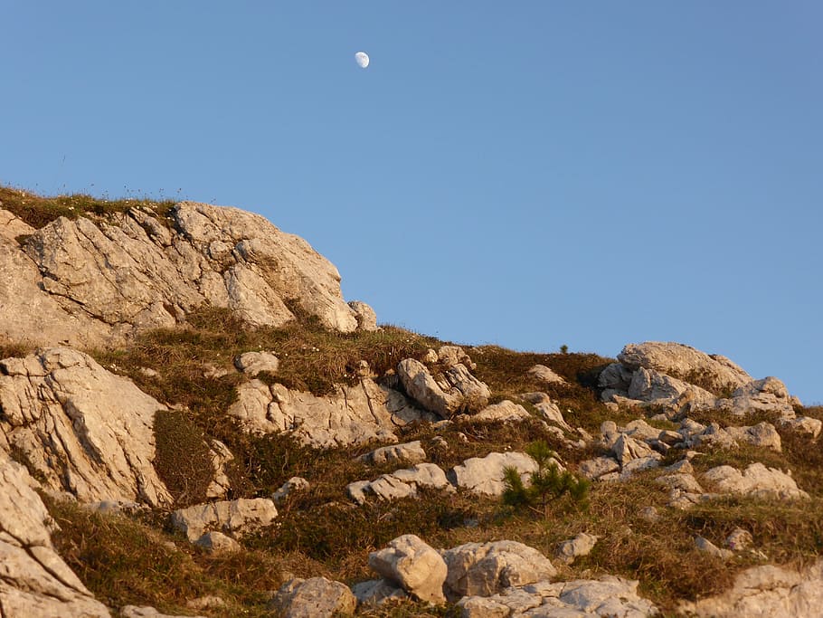 rocks, sky, luna, rock - object, solid, scenics - nature, rock formation HD wallpaper
