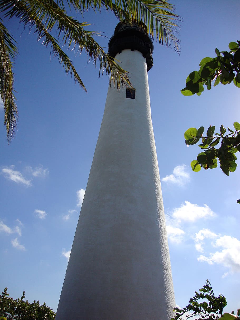 tree, sky, travel, outdoors, architecture, cape florida lighthouse, HD wallpaper