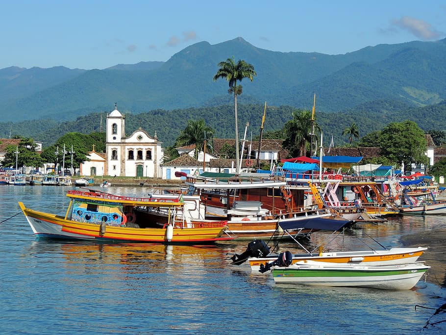 HD wallpaper: boats on dock, paraty, the, brazil, nautical vessel ...