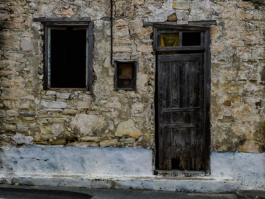 door, window, aged, weathered, architecture, house, abandoned, HD wallpaper