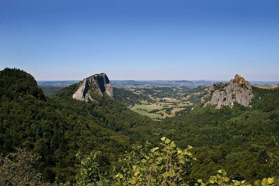 mountain, nature, landscape, panoramic, sky, puy-de-dome, auvergne HD wallpaper