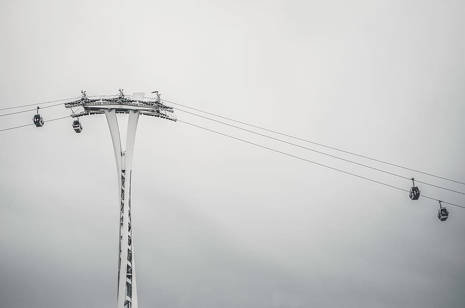 architecture, structures, towers, posts, air, ski, chair, cable HD wallpaper