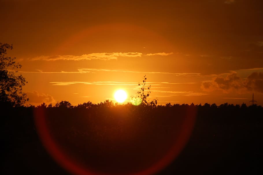 Sunset, Evening, Silent, Sky, Landscape, afterglow, dusk, abendstimmung HD wallpaper
