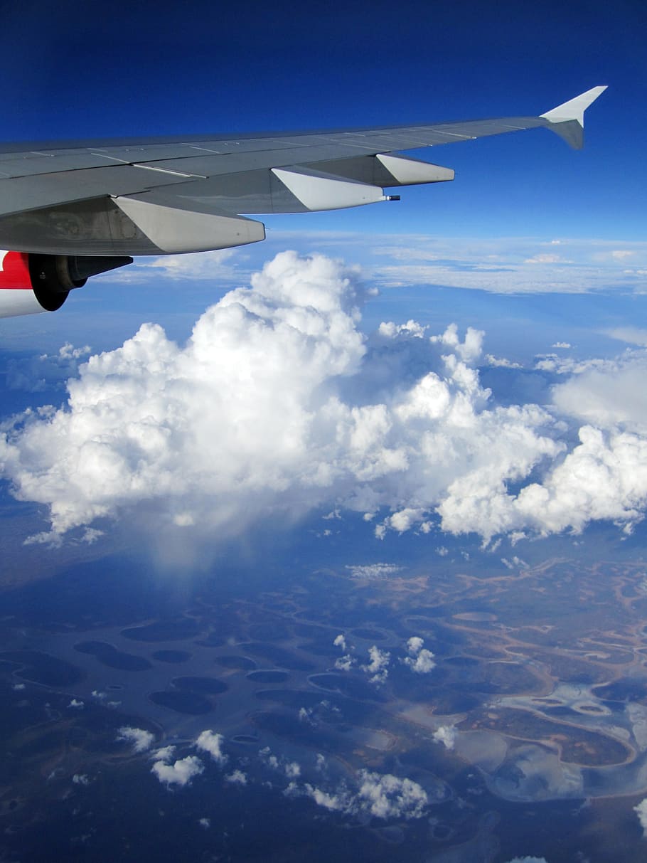 aircraft, wing, clouds, blue, qantas, fly, sky, turbine, flyer HD wallpaper