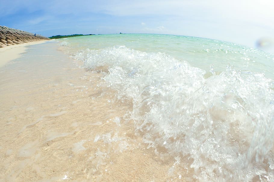 seashore during daytime, beach, sand, nature, summer, water, blue HD wallpaper