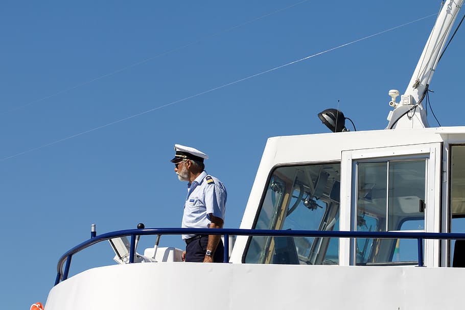 man in white uniform standing on a ship, captain, bridge, mode of transportation HD wallpaper
