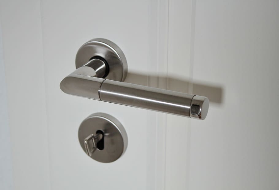 silver door handle with lock