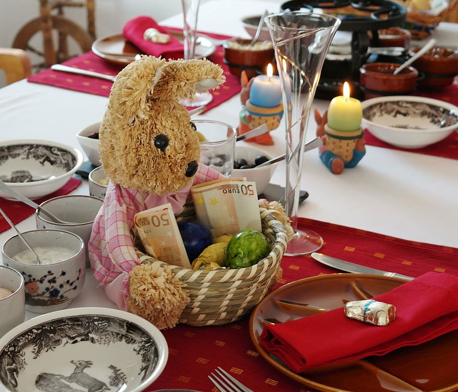 easter, hare, gift, table, board, eat, gedeckter table, festival HD wallpaper