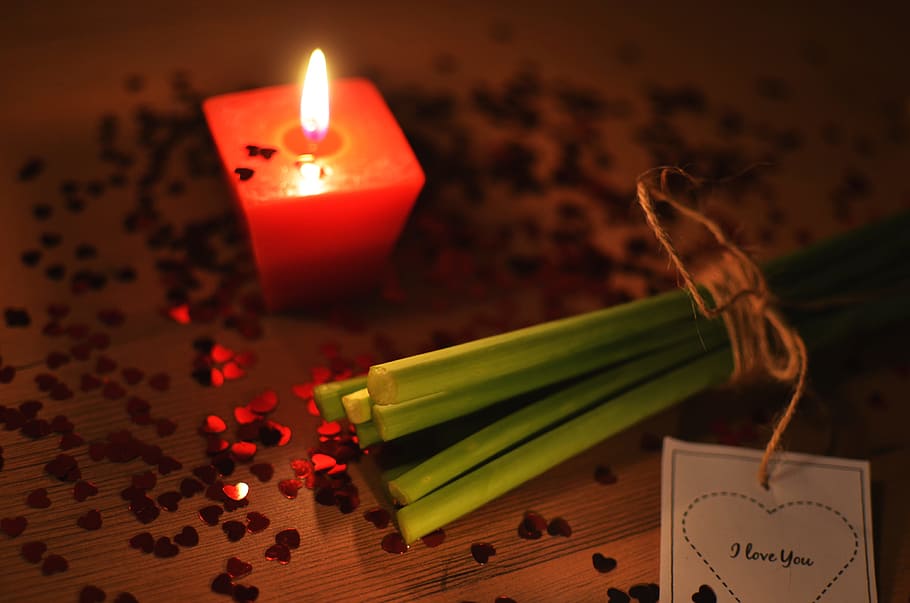 love, romantic, gift, present, candlelight, romance, burning HD wallpaper