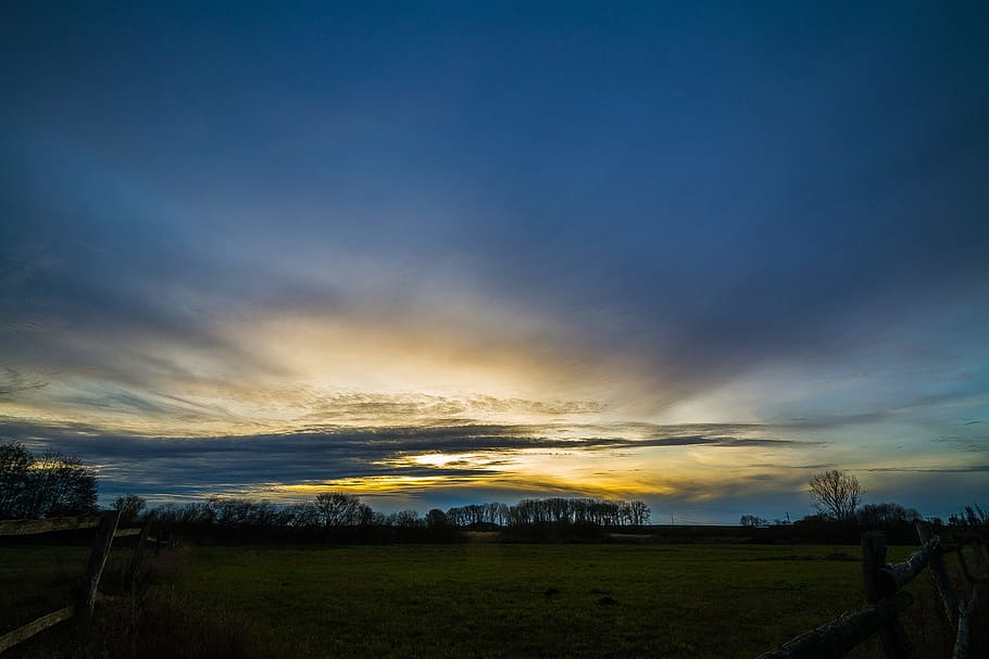 Sky, Clouds, Evening Hour, Romance, trees, cloud formation HD wallpaper