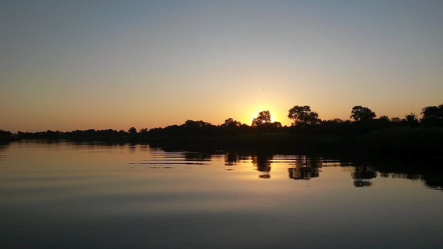 sunset, dawn, waters, reflection, sky, tranquility, scenics - nature HD wallpaper
