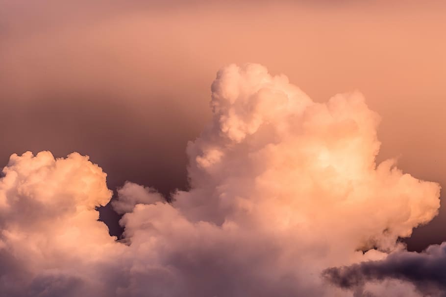 white clouds during sunset, white cloud formation, sunrise, pink HD wallpaper