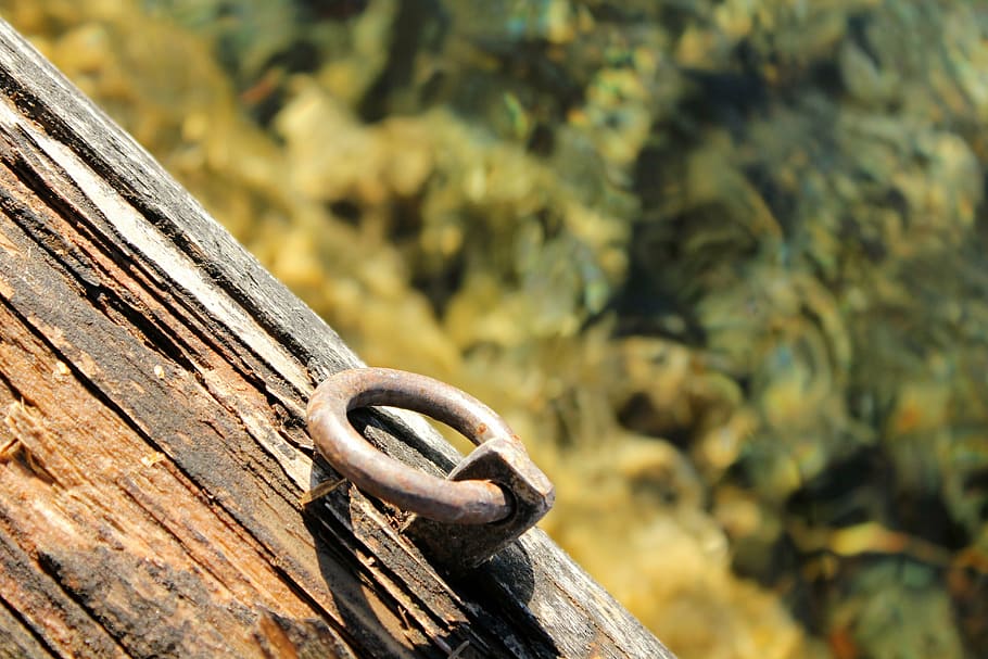 anchor, attach, fixing, iron ring, focus on foreground, metal HD wallpaper