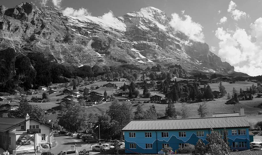 hostel, eiger north face, grindelwald, mountain, built structure HD wallpaper