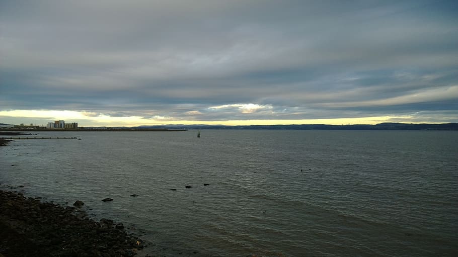 granton, edinburgh, scotland, clouds, scenic, sky, water, sea HD wallpaper