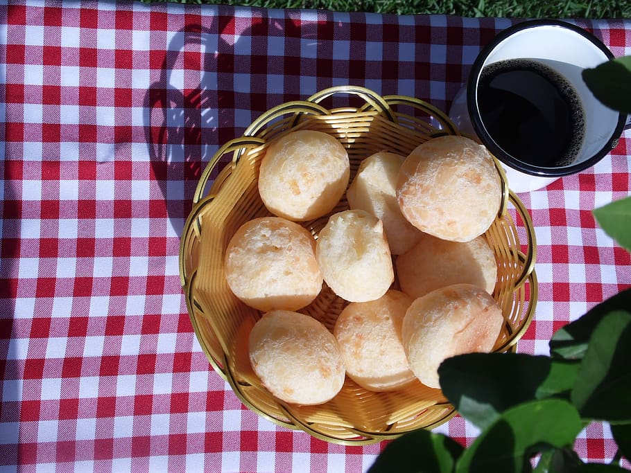 cheese bread, snack, breakfast, basket, mug, food and drink HD wallpaper