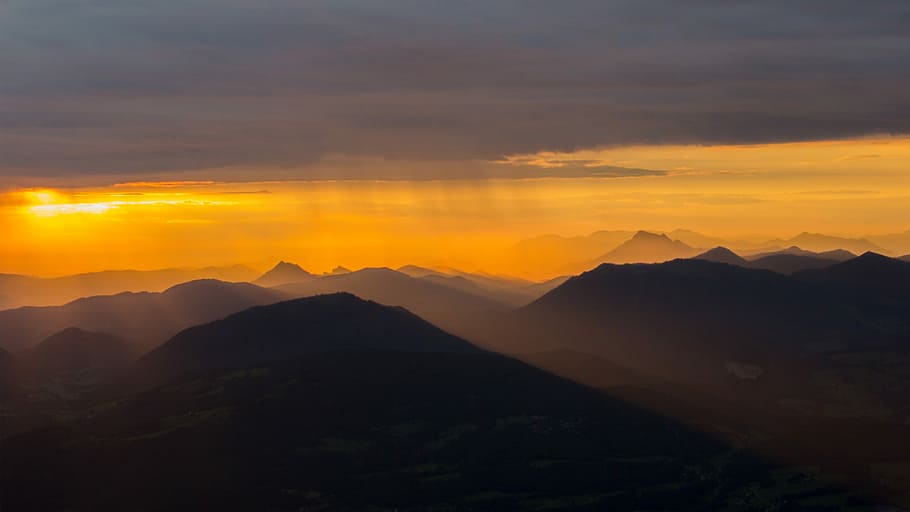 Sunrise, Alpine, Mountains, Clouds, unterberg, nature, salzburg HD wallpaper