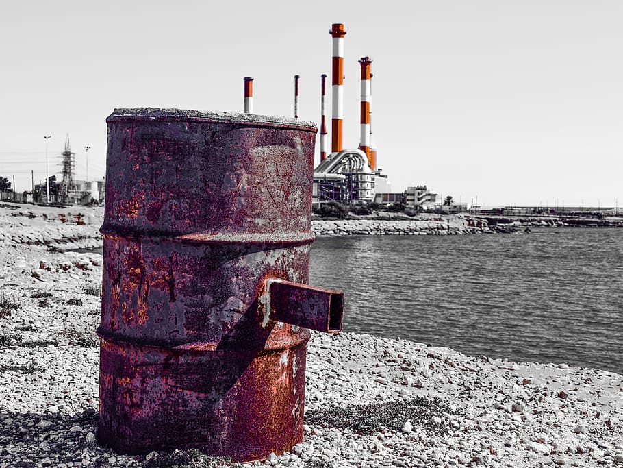 Barrel, Pollution, Ecology, rusty, environment, industry, factory HD wallpaper