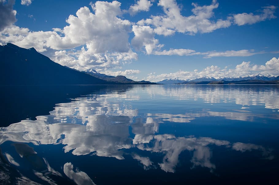 white and blue sky during daytime, lake, water, brightness HD wallpaper