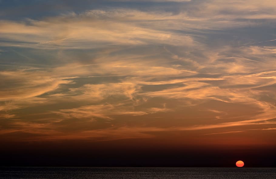 sunset, nature, dawn, sky, darß, cloud - sky, sea, beauty in nature HD wallpaper